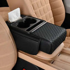 Integrated multifunctional car armrest increase with pressure compensation