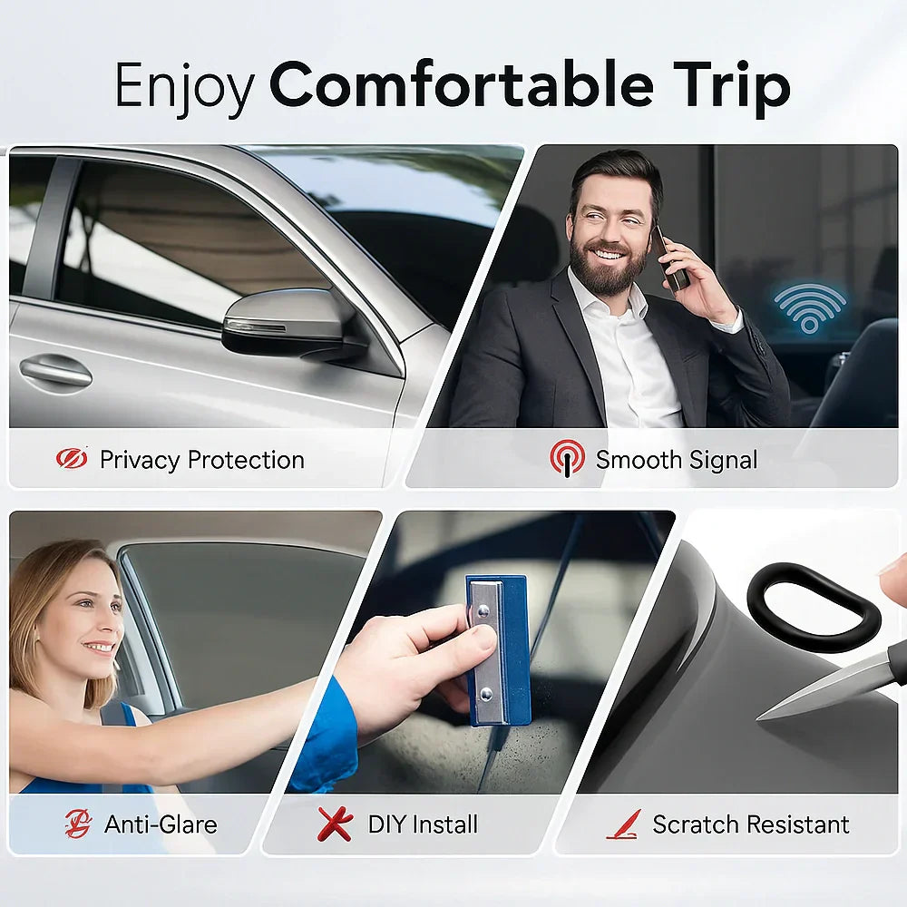 Universal Reduce Infrared Heat & Block UV by 99% Removable Window Tint Film for Cars - DIY Cut for Multiple Shapes