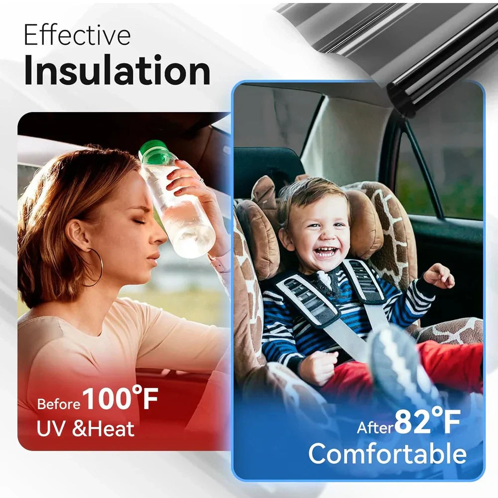 Universal Reduce Infrared Heat & Block UV by 99% Removable Window Tint Film for Cars - DIY Cut for Multiple Shapes